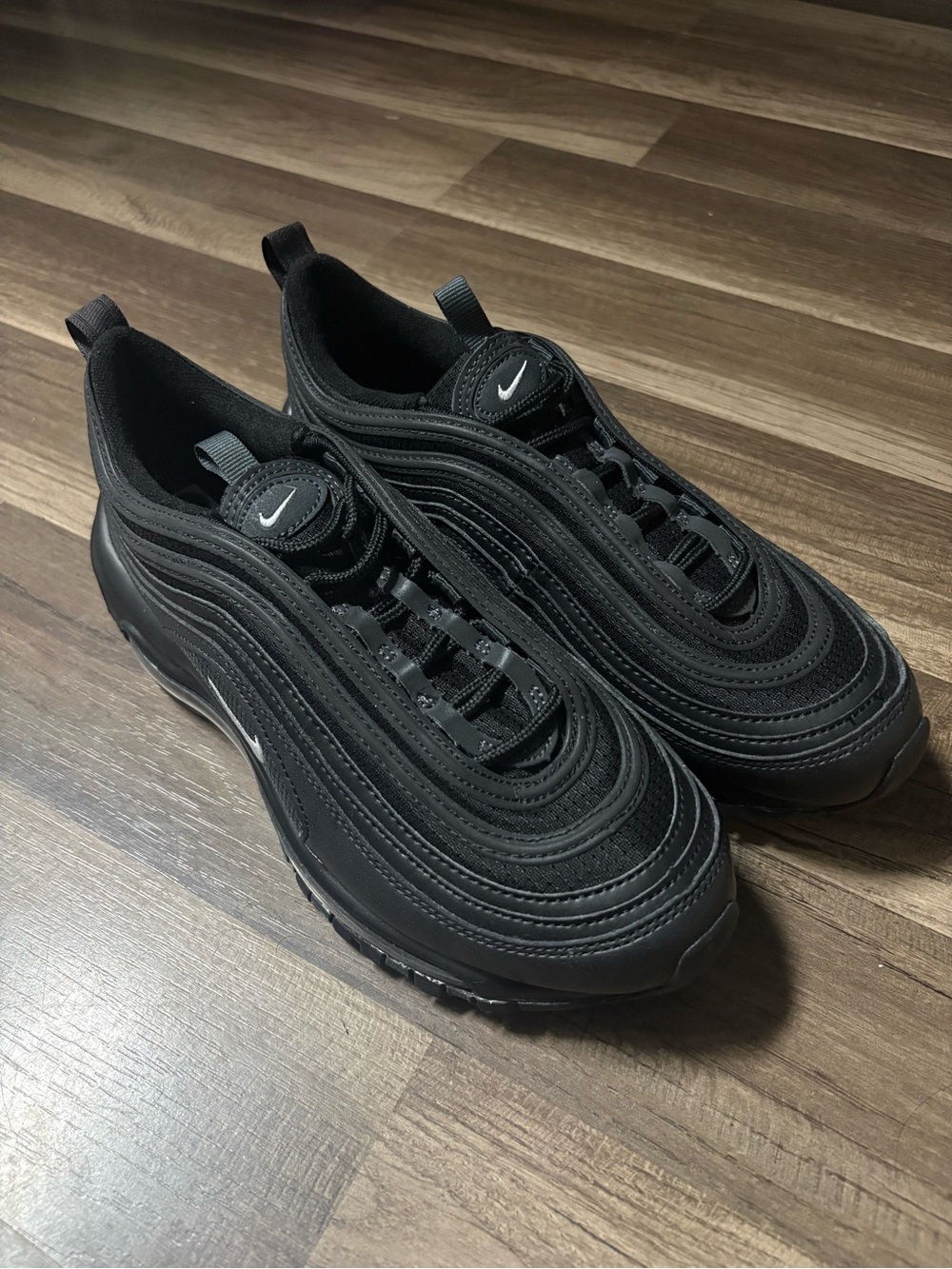 Nike Air Max 97 Sneakers - Black with Silver Swoosh - Picture 3 of 6